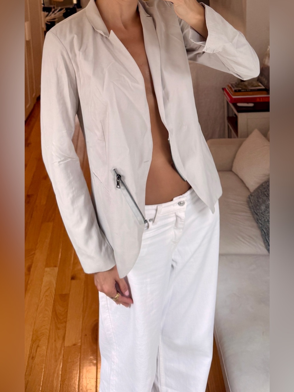 GO BY GO SILK Ivory Silk Blazer